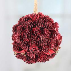 Red Woodland Pinecone Kissing Ball
