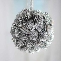 Silver Glittered Woodland Pinecone Kissing Ball