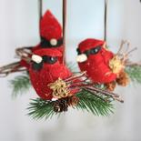 Rustic Felt and Twig Artificial Cardinal Ornament