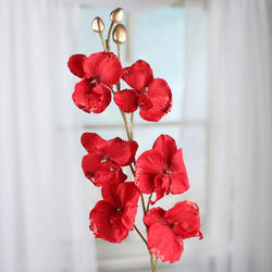 Red Sparkling Artificial Orchid Stem