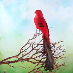 Red Flocked Artificial Bird