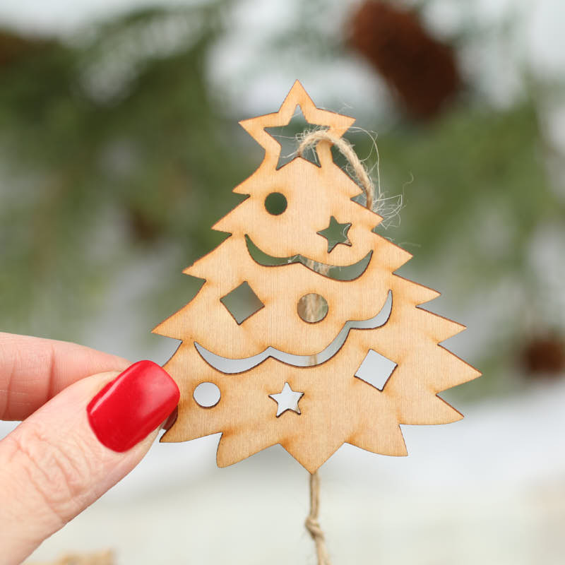 Unfinished Wood Laser Cut Christmas Tree Ornaments - Christmas ...