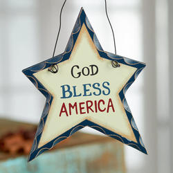 Rustic God Bless America Star Ornament