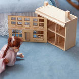 Unfinished Wood Miniature Dollhouse