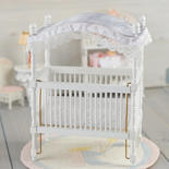 Dollhouse Miniature Canopy Baby Crib