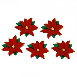 Red Poinsettia Christmas Buttons