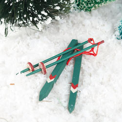 Miniature Snow Skis and Pole Set