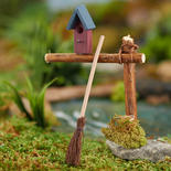 Miniature Straw Broom and Birdhouse