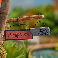 Miniature "No Crows" and "Pumpkins" Signs