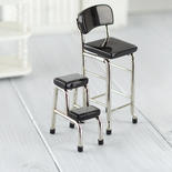 Dollhouse Miniature Retro Kitchen Chair and Step Stool Set