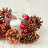 Pinecone and Artificial Winterberry Berry Candle Ring
