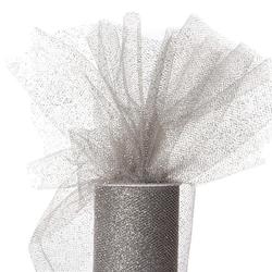 Factory Direct Craft Silver Glittered Tulle Netting2 Pieces 