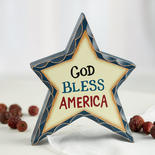 Primitive "God Bless America" Chunky Wood Star
