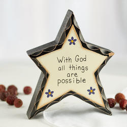 "With God all things are possible" Chunky Wood Star