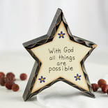 "With God all things are possible" Chunky Wood Star