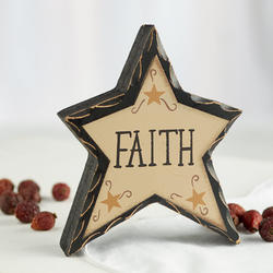 Primitive "Faith" Chunky Wood Star
