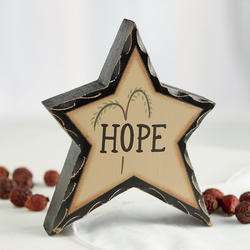 Primitive "Hope" Chunky Wood Star