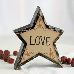 Rustic "Love" Chunky Wood Star