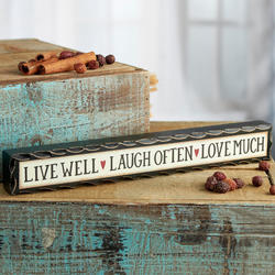 "Live Well..." Chunky Wood Block Sign