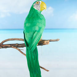 Life Size Tropical Green Artificial Macaw Parrot