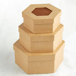 Rusty Tin and Paper Mache Hexagon Box Set