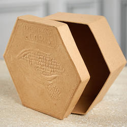 Paper Mache Embossed Corn Hexagon Box
