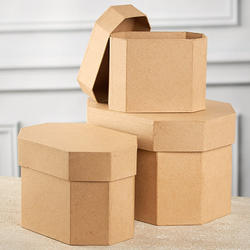 Papier Mache Boxes 3 Paper Mache Hexagonal Stacking Boxes