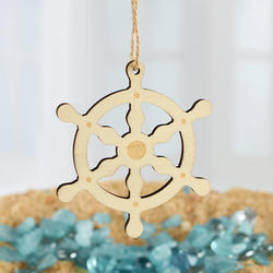 Unfinished Wood Ships' Wheel Ornament