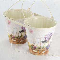 Vintage-Inspired Lavender Double French Decoupage Bucket