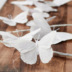 White Glitter Artificial Butterfly Garland