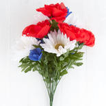 Patriotic Red, White, and Blue Artificial Floral Bush