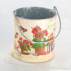 Vintage-Inspired Geranium French Decoupage Bucket