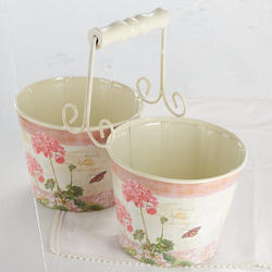 Vintage-Inspired Pink Double French Decoupage Bucket