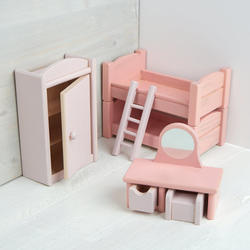 Wooden Dollhouse Bunk Bedroom Set