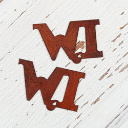 Rusty Tin "WI" Wisconsin Abbreviation Word Cutouts