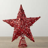 Red Glitter and Sequin Star Tree Topper