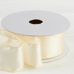 Ivory Satin Wired Ribbon