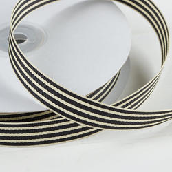 Black and Ivory Striped Grosgrain Ribbon