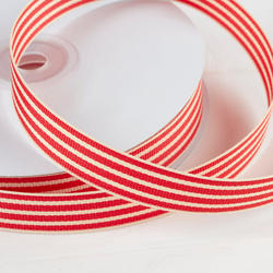 Red and White Striped Grosgrain Ribbon