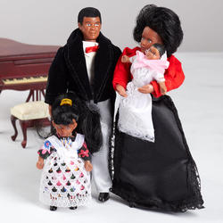 African American Miniature Dollhouse Family