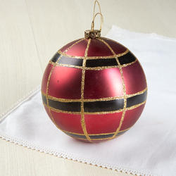 Plaid Glittered Christmas Ball Ornament
