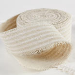 Ivory and Cream Striped Linen Ribbon