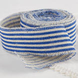 Royal Blue Striped Linen Ribbon