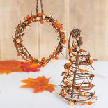 Rusty Tin Barbed Wire and Bead Ornament Set