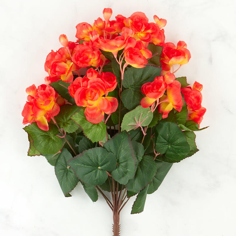 Orange Artificial Begonia Bush - Bushes + Bouquets - Floral Supplies ...
