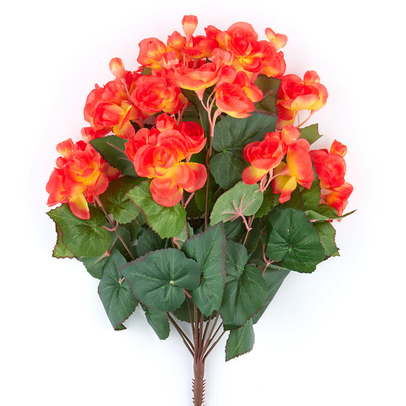 Orange Artificial Begonia Bush - Bushes + Bouquets - Floral Supplies ...