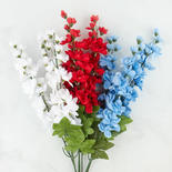 Patriotic Red, White, and Blue Artificial Delphinium Bush