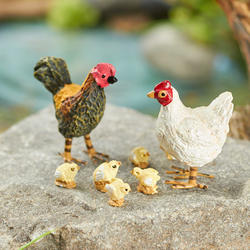 Dollhouse Miniature Rooster and Chickens Set of 8 17274