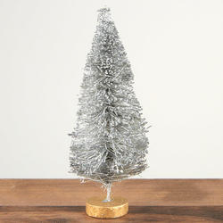 Frosted Silver Glittered Bottle Brush Tree