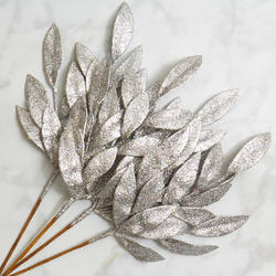 Silver Sparkling Artificial Leaf Sprays